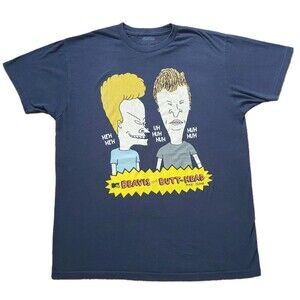 Beavis And Butt-Head Size Large Mens Blue T-Shirt MTV Mike Judge Laughing